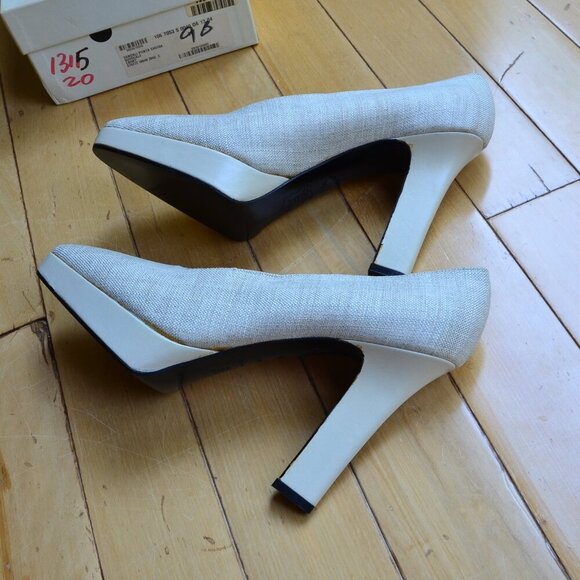 Vintage YVES SAINT LAURENT YSL Canvas High Heels Women Size 8.5M - Picture 11 of 14